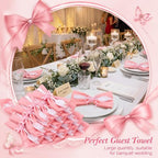 30 Set Pink Pre Rolled Silverware Set with Bow, Pink Napkins - Image 5