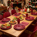 250Pcs Burgundy Plastic Party Plates and Napkins Set for Christmas,Birthday - Image 4