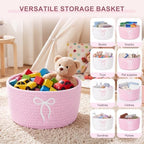 Boao 6 Pcs Small Gift Basket Pink White Bow Baskets for Gifts 8"x 5" - Image 5