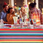 Funnymoom 452 Pcs Mexican Party Decoration for 50 Guest, Mexican Serape Fiesta Paper Plates Napkins Cups Tablecloth Cutlery Straws Taco Disposable Tableware Set for Mexico Birthday Party Supplies - Image 5