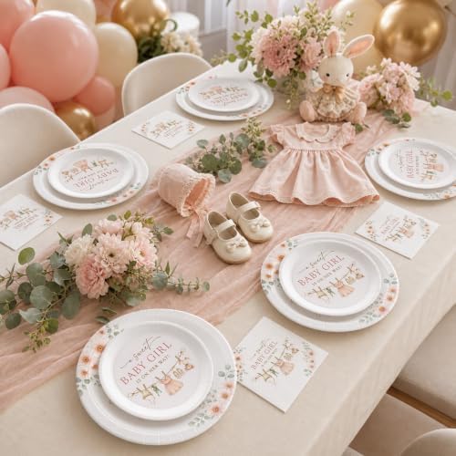 40 Guests Boho Girl Baby Shower Plates and Napkins, Clothesline Party Set - Image 5