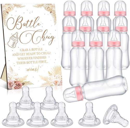 Trelaco 12 Pcs Boho Pampas Baby Shower Games Bottle Chug Wooden Sign Set by TrelaCo
