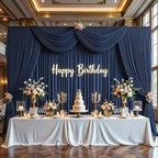 10ft x 10ft Navy Blue Backdrop Curtains, 2 Panels Navy Drapes for Backdrop - Image 6