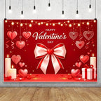 15x10ft Valentines Day Backdrop Happy Valentines Day Background Red Heart Bow Candle Gift Party Decorations Romantic Photo Booth Banner for Wedding Anniversary Date Night Birthday Photoshoot - Image 3