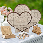 Personalized Wedding Puzzle Guest Book Alternative Custom Wood Heart Jigsaw Guest Book Sign Rustic Guest Book Wedding Decor for Party Engagement Reception Anniversary (56 Pieces) by Certykllp