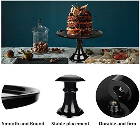 Round Cake Stand, 11 Inch, Black, Melamine, Dessert Cupcake Display Tray for Wedding, Birthday, Party, Baby Shower, Christmas (Black) - Image 4