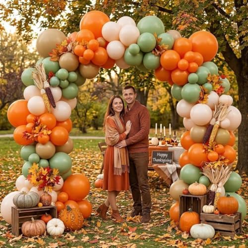 Dusty Green Orange Balloon Garland, Double Stuffed Sage Nude Blush Mauve Lemon Gold Balloon Arch Kits for Baby Shower Birthday Bridal Wedding Fall Party Decorations - Image 7