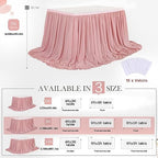14FT Chiffon Table Skirt Sheer Tablecloth for Wedding 1st Baby Girl Birthday Party Bridal Shower Decoration Dusty Rose - Image 6