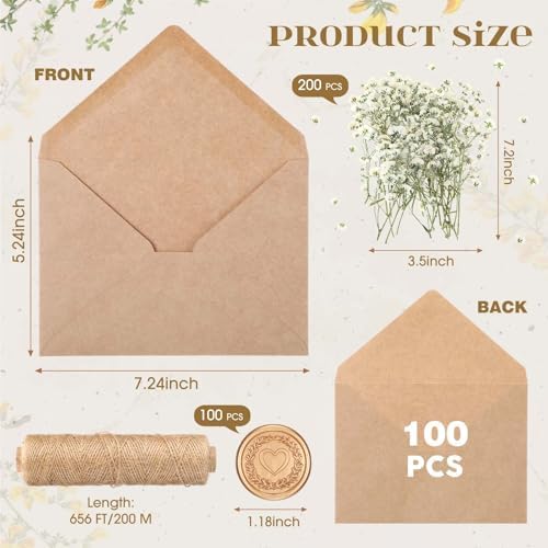100 Sets Wedding Invitation Kit Vellum Jackets for 5x7 Inch Brown - Image 2