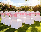 50 Pack Pink Chair Sashes, Light Pink Spandex Chair Bands for Wedding Gender Reveal Party Decor, Baby Pink Bows for Folding Chairs - Image 7