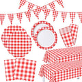 Red 254 Pcs Gingham Plates Napkins Party Supplies for 50 by Unknown