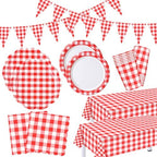 Red 254 Pcs Gingham Plates Napkins Party Supplies for 50 by Unknown