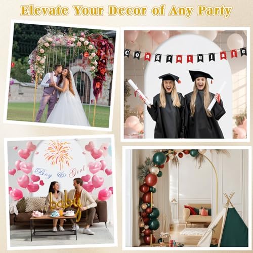 Arch Backdrop Stand and Cover Set| 7.2ft Wedding Metal Arch Stand with Spandex Fitted Backdrop Cover|Gold Balloon Arched Frame White Arch Cover for Birthday Party Baby Shower Graduation Ceremony Décor - Image 5