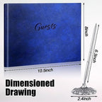 Geyee Leather Guest Book and Pen Stand Set, 10.5" x 8", Blue - Image 2