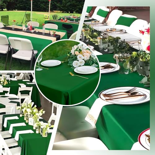 Hunter Green 6 Pack Polyester Table Cloth 60 x 102 Inch, Rectangle Tablecloths for 6 Foot Tables Washable Table Cloth for Party Wedding - Image 5