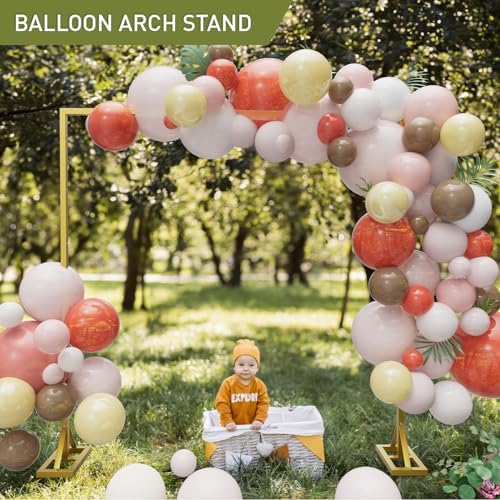 OGEMXU 8.2FT Backdrop Stand, Square Wedding Arch & Balloon Stand, Gold - Image 5