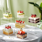 6Pcs Buffet Risers, Food Risers for Buffet Table, Acrylic Cube Display Risers with Hollow Bottom, Food Display Stand for Party Jewelry Dessert Figures (Size 5.5",6",6.5",7",7.5",8") - Image 2