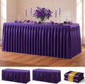 Purple Polyester Table Cloths for Rectangle 8 Foot Tables, 2 Pack Wrinkle Free Tablecloths Stretchy Banquet Ruffle Fitted Table Cover Desk Skirt for Parties Wedding Birthday Baby Shower by Unknown