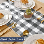 Hiasan Buffalo Plaid Table Runner Grey and White 14W x 60L, 1 Piece - Image 2