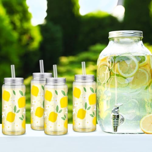 SiliFine 24 Pcs Lemon Party Favors Lemonade Cups with Lids and Straws - Image 5