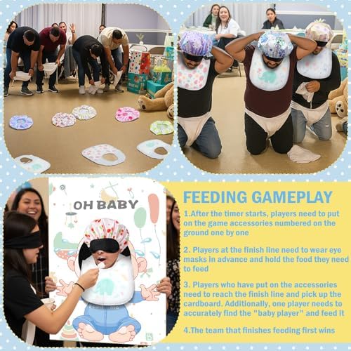 Liitrsh 12 Sets Funny Blindfold Baby Shower Feed Me Baby Shower Games Set - Image 3