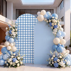 Tegeme 2 Set Gingham Arch Backdrop Cover 7.2ft 6.6ft Arch Cover, Blue - Image 5