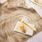 WDF 100pcs Clear Disposable Plastic Plates With Gold Trim - Baroque Clear Gold including 50PCS Dinner Plates 10.25inch and 50PCS Salad Plates 7.5inch for Wedding/Baby Shower/Birthday - Image 5