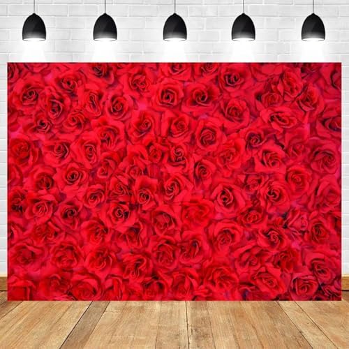 10x6.5ft Red Rose Backdrop Rose Flower Wall Background for Photography Valentines Day Backdrop Valentines Banner Wedding Bridal Shower Decor Birthday Decoration Mother's Day Photo Booth Prop - Image 2