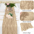 16 Pack Beige Cheesecloth Table Runners 20x120 Inch Gauze Table Runner Cheese Cloth 10FT Beige Table Runner Rustic Sheer Runner for Wedding Birthday Party Baby Shower Table Decor - Image 3
