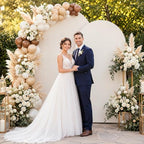 2 Set Wedding Arch Cover Cream White Ripple & Solid Stretchy Backdrop Cover - Image 4