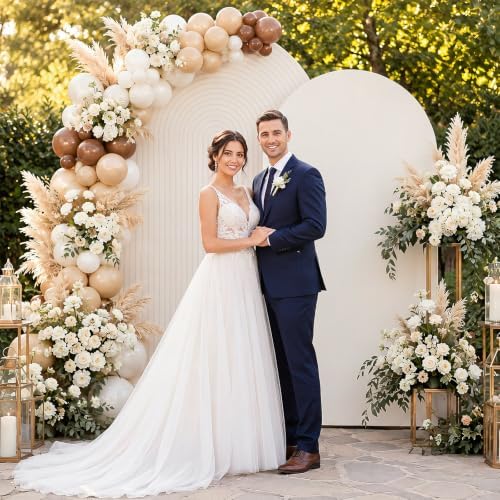 2 Set Wedding Arch Cover Cream White Ripple & Solid Stretchy Backdrop Cover - Image 4