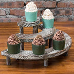 MyGift 3 Tier Torched Wood Cupcake Stand Dessert Display Riser Set of 3 - Image 2