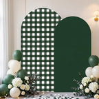 Tegeme 2 Set Gingham Arch Backdrop Cover 7.2ft 6.6ft Arch Cover, Dark Green by Tegeme