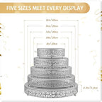 Wenqik 5 Pcs Metal Silver Cake Stand,16/14/12/10/8 in Round Cake Holder - Image 2