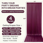 20ft×15ft Burgundy Backdrop Curtain for Wedding Parties - Image 6