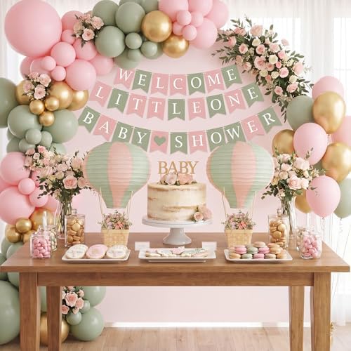 Meooeck 8 Sets Sage Green Pink Hot Air Balloon Table Centerpieces Decor - Image 5