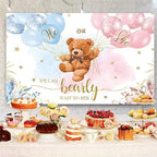 10x6.5ft Gender Reveal Backdrop Baby Bear Boy or Girl Photography Background Baby Shower Party Blue and Pink Banner Decorations Supplies Photo Booth Props - Image 4