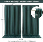 10x10ft Hunter Green Backdrop Curtain for Wedding Parties Wrinkle Free Fabric Dark Green Drapes Backdrop Decoration for Baby Shower Birthday Photography Decoration 2 Panels, 5ft x 10ft - Image 5