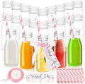 Tanlade 25 Set 8 oz Plastic Milk Bottles with Straws and Lids with Drink Me Tags and Ribbon for Tea Party Wedding Favor Baby Shower Gender Reveal Drink Gift by Tanlade