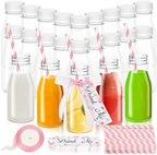 Tanlade 25 Set 8 oz Plastic Milk Bottles with Straws and Lids with Drink Me Tags and Ribbon for Tea Party Wedding Favor Baby Shower Gender Reveal Drink Gift by Tanlade