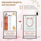 Welcome Sign Stand for Wedding - Adjustable Heavy Duty Easel w/Design Bundle & Leather Straps, Wedding Sign Stand for Welcome Signs, Seating Charts Display (Black) - Image 2