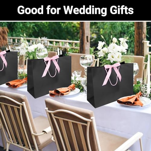 EUSOAR Large Gift Bags, 25pcs 16"x6"x12" Black With Handles for Shopping, Wedding, Baby Shower, Birthday Party - Paper Treat Bags Bulk With Ribbon - Image 6