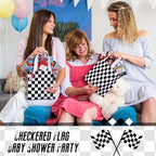 Lingvee 50 Pack Checkered Racing Gift Bag Bulk Black and White Checkered Flag Reusable Tote Bags with Handle Race Car Non Woven Candy Bags for Race Car Themed Birthday Party Decorations Supplies - Image 3
