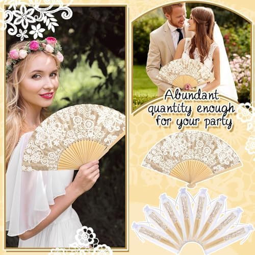 Leinuosen 51 Pcs Wedding Favors for Guests Bulk Vintage Lace Paper Fans - Image 5