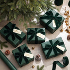 Matte Green Christmas Kraft Wrapping Paper 45 ft Velvet Ribbon 12 Gift Tags - Image 5