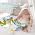 MyMateZoe My First Noahs Ark 7 pcs Baptism Gift Set, Dedication, Christening and Baptism Gifts for Boys and Newborn Baby, Includes Washcloth and Hooded Towel, Baby Bath Book, 3 Bath Toys and Gift Bag - Image 5
