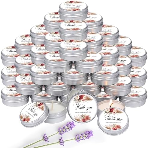 MTLEE 50 Pcs Wedding Candles Gift Favors for Guests 1 Oz, Dahlia Flowers by MTLEE