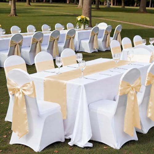 MDS® Pack of 25 Satin Chair Sashes for Wedding & Events – Cream - Image 6