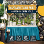 Exquisite Turquoise Table Skirt 12 Pack - Disposable Plastic Table Skirts for Rectangle Tables 6ft 8ft & Round Tables - 29in x 14ft Self-Adhesive Strip - Birthday Wedding Gender Reveal Decor - Image 6