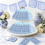 50 Set Cielito Lindo Mexican Baby Shower Party Favors, Heart-Shaped Mirrors with Organza Bags & Thank You Cards, Blue Talavera Party Gifts Bulk for Guests Bridal Shower Wedding Gender Reveal Party - Image 4